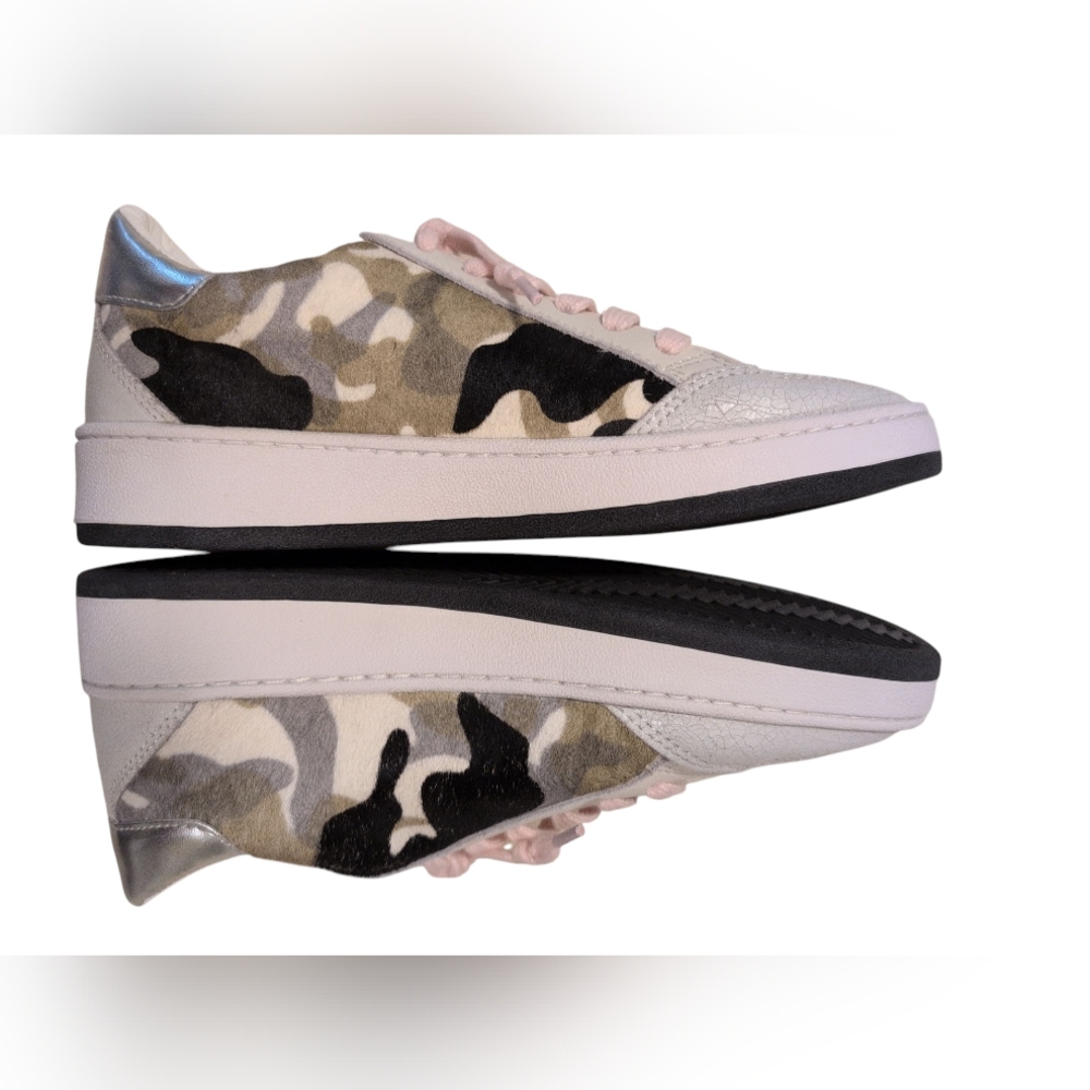 Vintage Havana Sneakers 8B White Leather Pony Hair Camo Silver Star Pink Laces